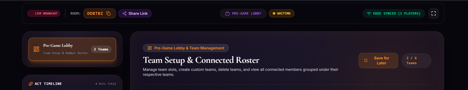 Host Pre-Game Waiting Lobby and Room Code Share